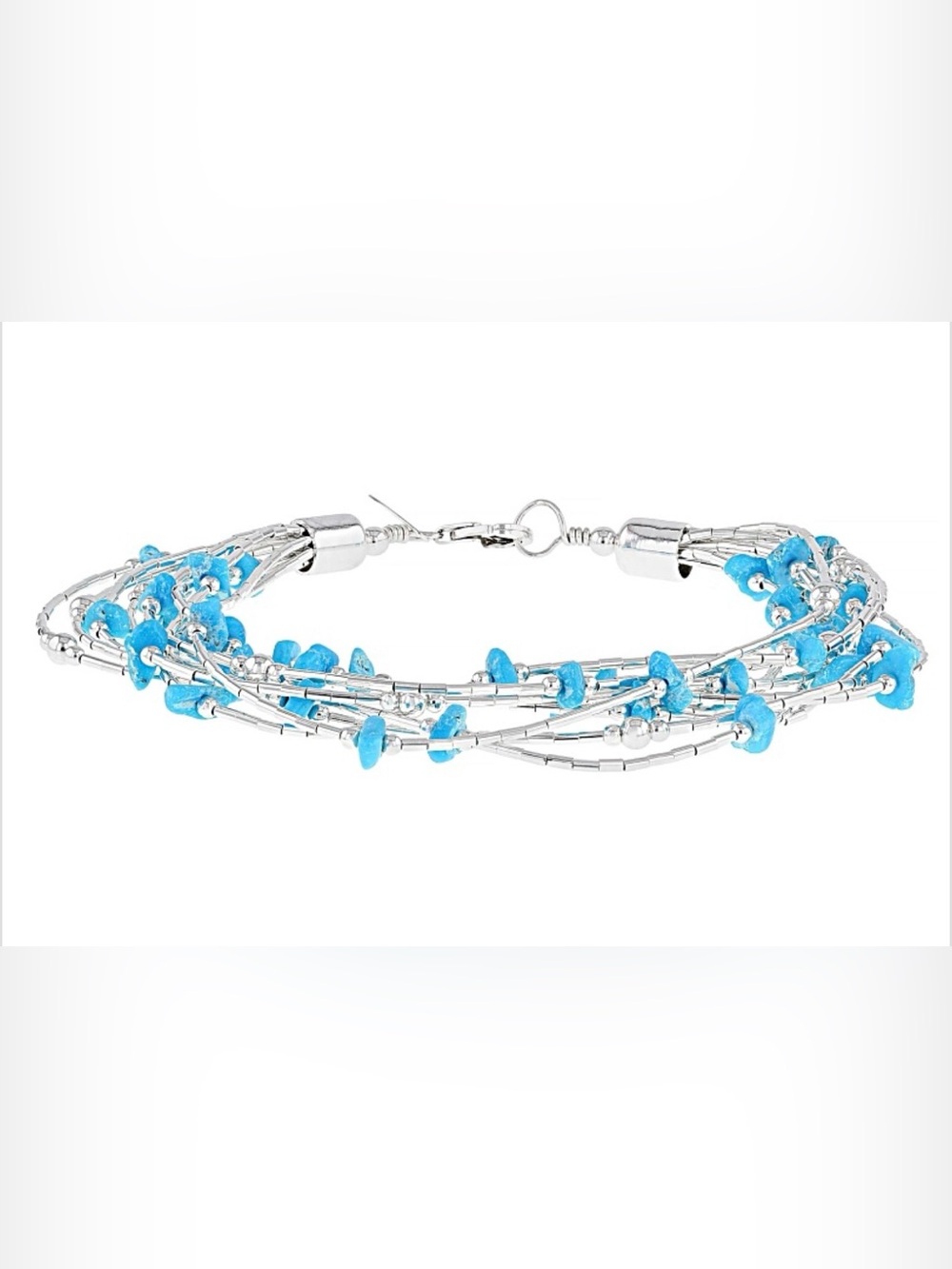 Blue Sleeping Beauty Turquoise Liquid Silver Bracelet 8”